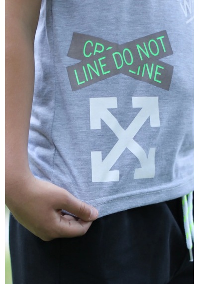 Markahit X Baskılı %100 Pamuk Erkek Çocuk T-shirt 9-16 Yaş Gri
