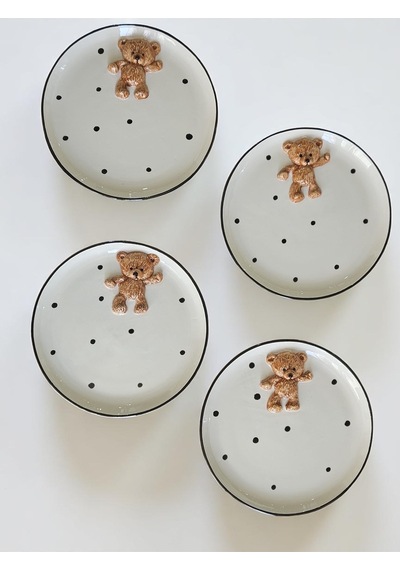 Teddy Bear 4 Adet Kabartma 21cm Tabak Çok Renk