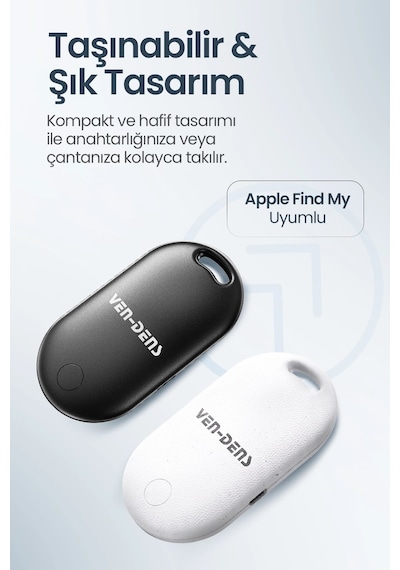 Ven-dens Vd-tag003 Find My Uyumlu Bluetooth Eşya Takip Cihazı, Anahtar, Cüzdan Ve, Beyaz