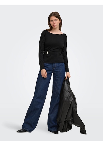 Only Onlelena L/s Boatneck Metal Top Jrs Noos Siyah Kadın Bluz 15380314