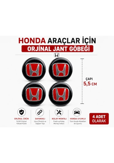 Honda Araçlar İçin Jant Göbeği Takımı 4  Adet