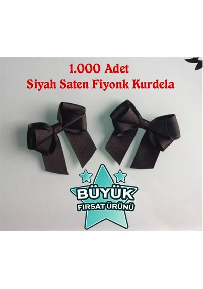 Siyah Fiyonk Kurdela 100 Adet