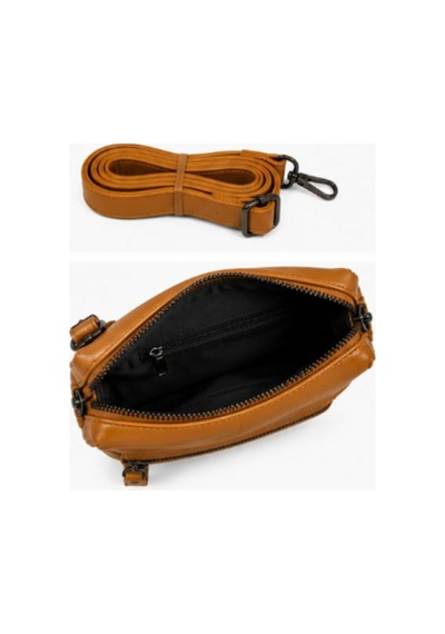 Levano Leather Kadın Hakiki Deri Siyah Omuz Çantası Fermuarlı Çok Bölmeli Günlük Deri Çanta taba