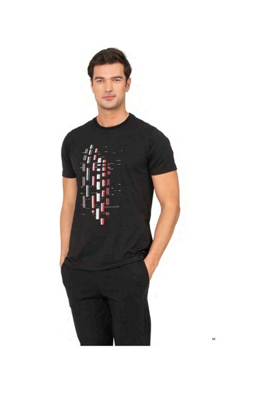 Pierre Cardin 6129 Erkek Kısa Kollu Bisiklet Yaka Pijama Takımı-siyah