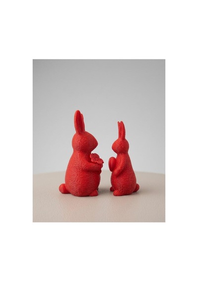 Dekoratif Dokulu 2'li Mini Tavşan Biblo Seti Çocuk Odası Aksesuarı - 9 Cm Ve 11 Cm