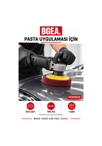 Bgea Premium Aplikatörlü Polisaj Süngeri Bordo 150 Mm 6 İnç Orta Sert 1 Adet