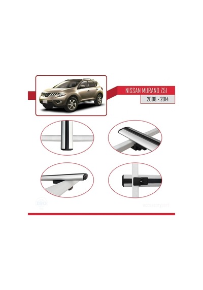 Nissan Murano Z51 2008-2014 Arası İle Uyumlu Basic Model Ara Atkı Tavan Barı Gri 3 Adet