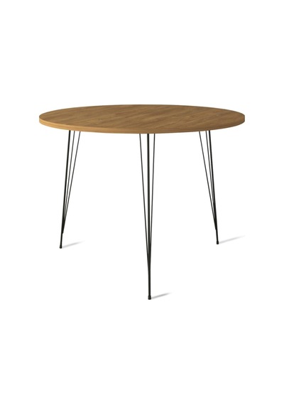 Sandalf Metal Ayaklı Yuvarlak Yemek Masası, Koyu Meşe, 90x90 Diğer