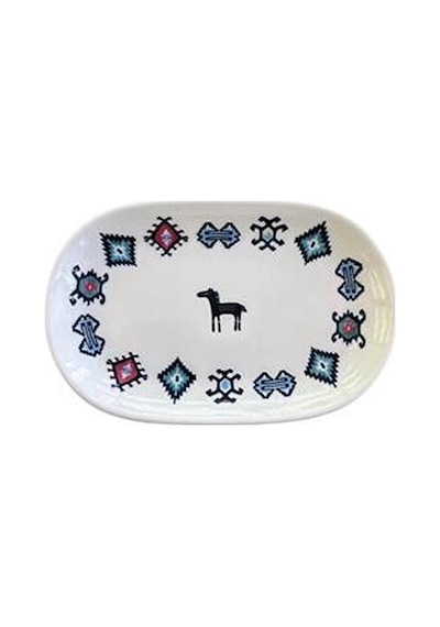 Porser Porselen Hitit Oval Kayık Tabak Takımı 20x13cm 6 Parça Çok Renkli