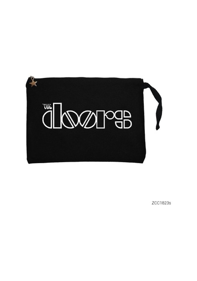 Zepplin Giyim The Doors Outline Siyah Clutch Astarlı Cüzdan / El Çantası