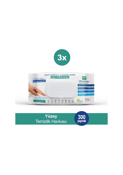 Deep Fresh Yüzey Temizlik Havlusu 100 Lü Beyaz Sabun Kokulu X 3 Adet Beyaz