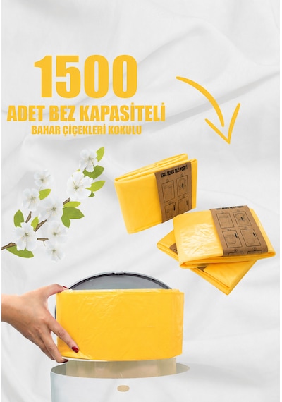 Korbell 16 Lt Kirli Bebek Bezi Kovaları İle Uyumlu 1500 Bez Kapasiteli Bahar Çiçekleri Kokulu Yerli Çöp Poşeti