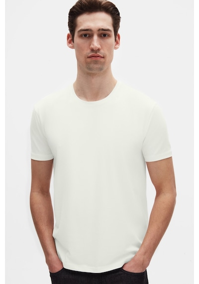 Twn Slim Fit Ekru Düz Kabartma Baskılı T-shirt 4ec148551753m Ekru