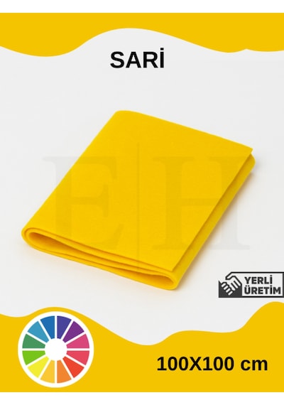 Sarı Renk Metrelik Ince Keçe Kumaş Keçe 1 Mm Aktivite Keçesi Renkli Keçe 1 Metre 100 Cm X 100 Cm