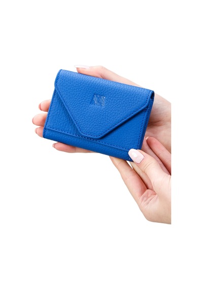 Mft Leather Hakiki Deri Kadın Akordiyon Cüzdan Mia 2190 Flother Mat Saks Mavi