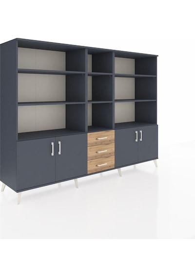 Hyperion Dolap 11 Raflı 3 Çekmeceli 4 Kapaklı 220x44x163 Antrasit Antrasit-antrasit/çam Hyperion Dolap 11 Raflı 3 Çekmeceli 4 Kapaklı 220x44x163 Antrasit Antrasit-antrasit/çam