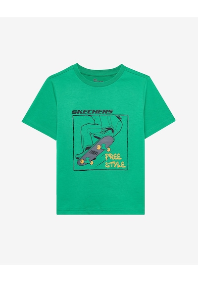 Skechers B Regular Fit Graphic Tee T-shirt Büyük Erkek Çocuk Dark Green Tshirt Sk2510112-300 Dark Green