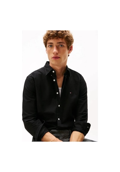 Tommy Hilfiger Solıd Herıtage Oxford Rf Shırt Erkek Siyah Uk Gömlek - Mw0mw35774