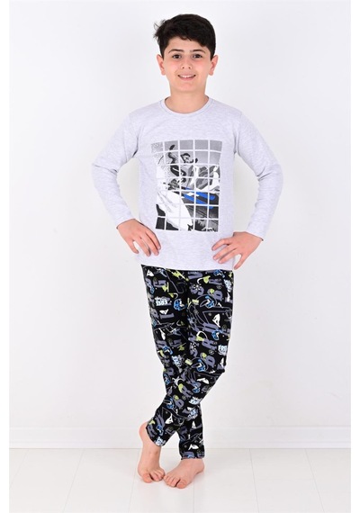 Vitmo Erkek Çocuk Winter Games Uzun Kollu Pijama Takımı Gri