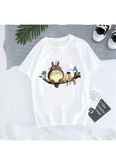Noıssey Kırmızı Etiket Gala Unisex Totoro Stüdyo Ghibli Goth T-shirt Model105 17062 Beyaz