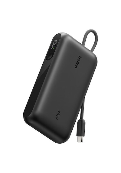 Belkin Bpb029hqbk Ultracharge 10000mah 45w Dahili Usb-c Kablolu Dijital Göstergeli Powerbank - Siyah