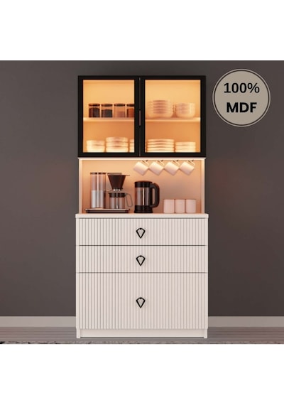 Lale Mdf Kahve Köşesi Dolabı Çekmeceli Işıklı Aytaşı