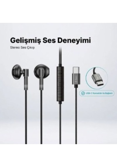 Ttec-rio Fit Style Usb-c Stereo Mikrofonlu Kulakiçi Kablolu Kulaklık Siyah