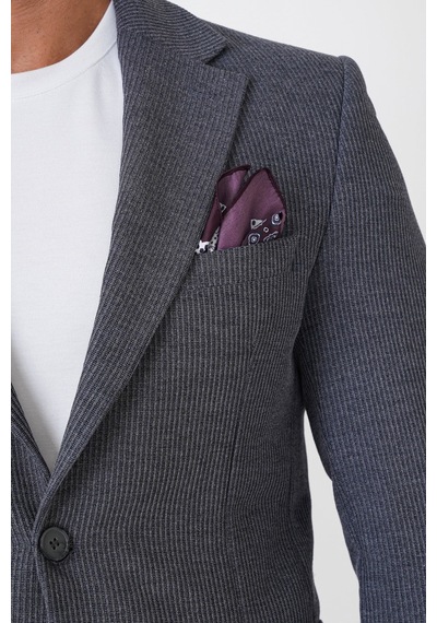 Slim Fit Torba Cepli Fitilli Dokuma Esnek Yünlü İndigo Ceket C 747 Indıgo