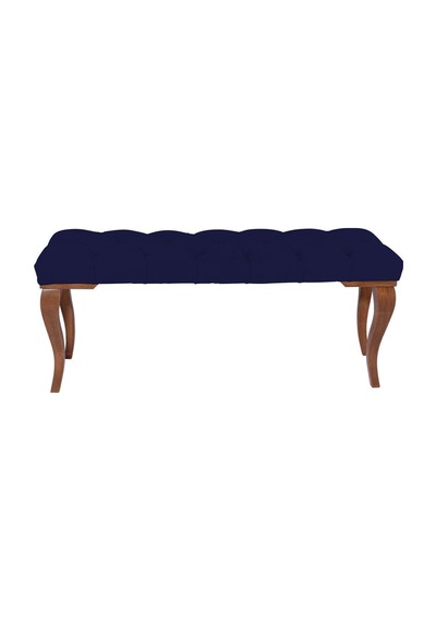 Gazzini Classic Lükens Gürgen Ayak Chester Model Kapitoneli Mavi Puf Bench - Ceviz Ayak