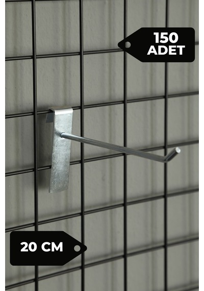 20 Cm 150 Adet Tel Pano Kancası Raf Askısı Galvaniz