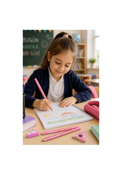 Lila Jumbo Kurşun Kalem Oluklu 2 Adet Alpino Trimax Üçgen Oluklu Kalın Kalem Pastel Renkler Kolay Tutuş Ve Kullanım