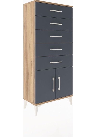 Arges Dolap 5 Raflı 2 Kapaklı 60x30x134 Çam-antrasit Çam Arges Dolap 5 Raflı 2 Kapaklı 60x30x134 Çam-antrasit Çam