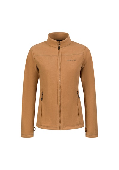 2As Cara Kadın Tam Fermuarlı İnce Polar Sweatshirt Camel