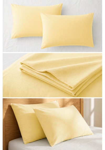 50x70 Cm Renkli Yastık Kılıfı 2 Li Set Yumuşak Dokulu Pamuklu Kumaş, Solmaz Canlı Renkler, Standart Ölçü Yastık Kılıfı Sarı