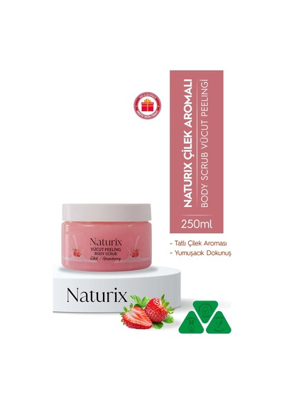 Naturix Vücut Peelingi Çilekli Arındırıcı Ve Nemlendirici 250 Ml