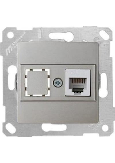 Mutlusan Rita Mekanizma+Tuş Telefon Prizi 1xrj12 Cat3 Titanyum