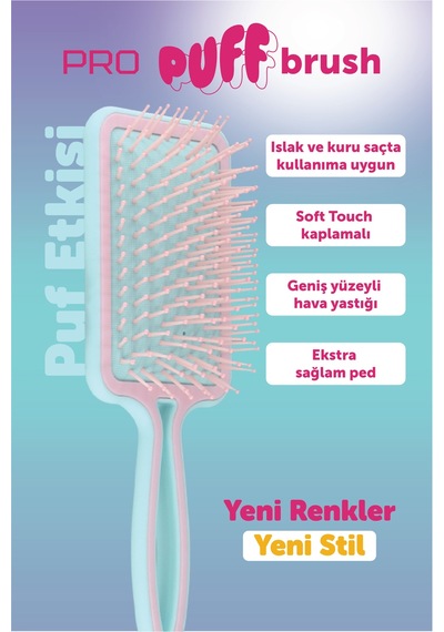 Beauty Pro Puf Açma Tarama Saç Fırçası - Geniş Yüzey Soft Touch Hava Yastıklı Puf Saç Fırçası Çok Renkli