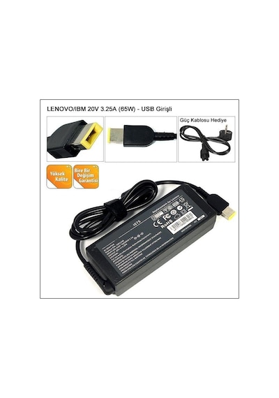 Ala-I075 - Lenovo Uyumlu 20V 3.25A Usb Notebook Adaptörü