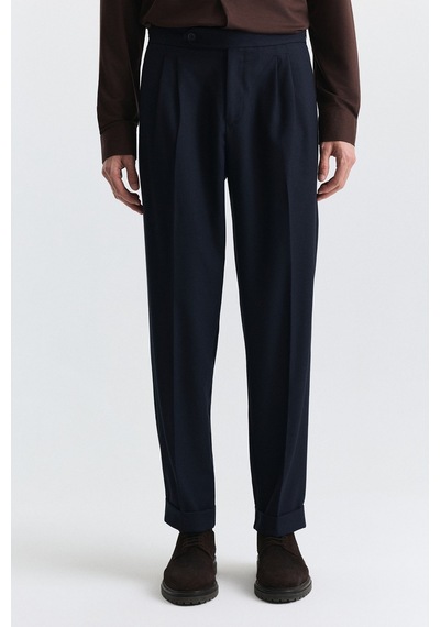 Antioch Tapered Fit Çift Pileli Pantolon Lacivert