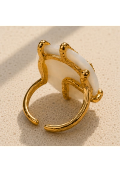 Riody Atelier No.01 Mosaic Stone Ring Koleksiyon Serisi Doğal Taş Statement Ring Sarı Altın