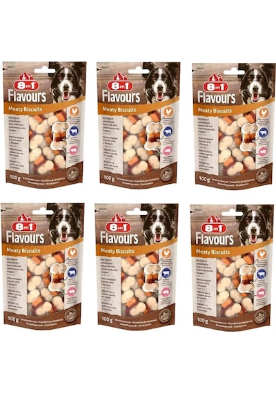 8in1 Flavours Meaty Biscuits Köpek Ödülü 100 Gr. X 6 Adet
