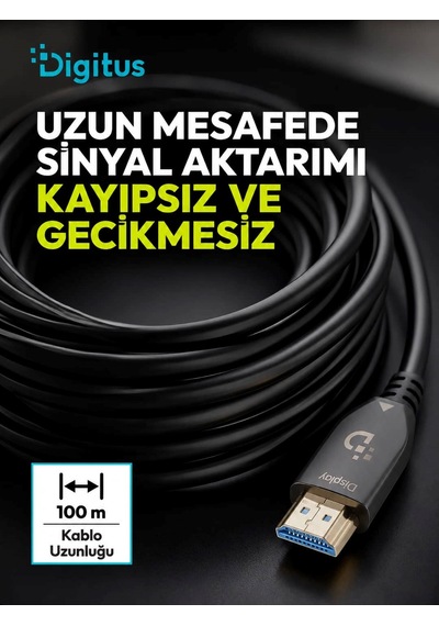 Digitus 100 Metre Hdmı Aoc Hibrit Fiber Optik Kablo 8k 60hz Uhd 48 Gbps Hdr