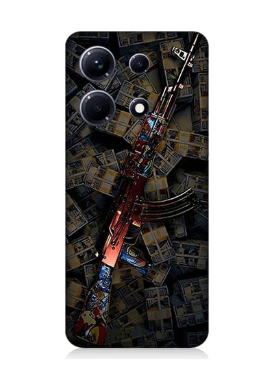 İnfinix Note 30 Uyumlu Para Ve Silah Desenli Silikon Kılıf