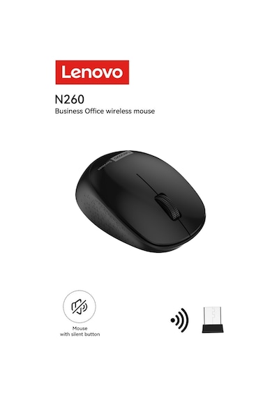 N260 Sessiz Kablosuz Mouse Siyah Usb Alıcılı Pil Dahil 870042253