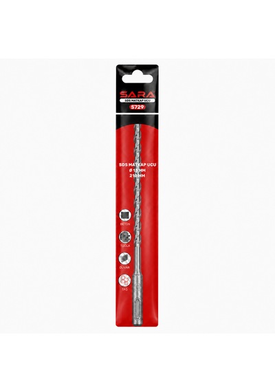 Sara S729 Sds Plus Matkap Ucu 13 X 210 Mm, 2 Kesicili Tungsten Karbür Uçlu
