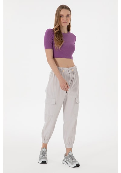 U.S. Polo Assn. Kadın Açık Gri Jogger Fit Kanvas Pantolon 50300356-VR001