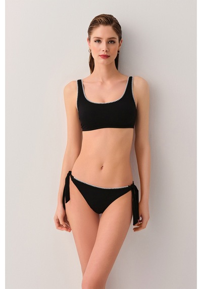 Suwen Lisa Bağcıklı Kroşetalı Bikini Alt Sb25510012012 Siyah