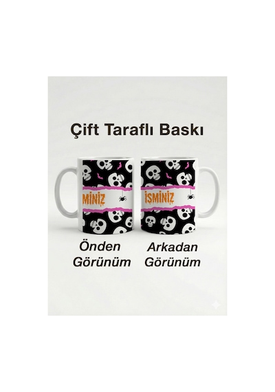 Kişiselleştirilebilir İsme Özel Kupa Bardak - Kurukafa Tasarımlı Hediyelik Pembe 330 Ml Çok Renkli - 876080877 Çok Renkli - 876080877 Çok Renkli