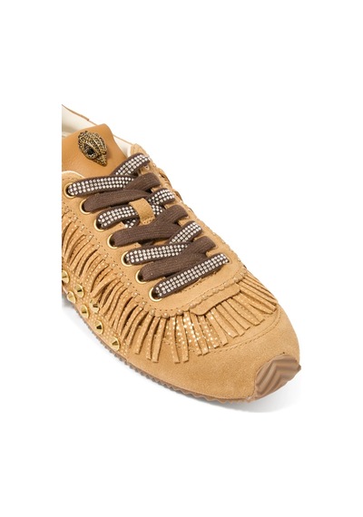 Kurt Geiger Islington Fringe Deri Lüks Tasarım Kadın Sneaker Kahverengi