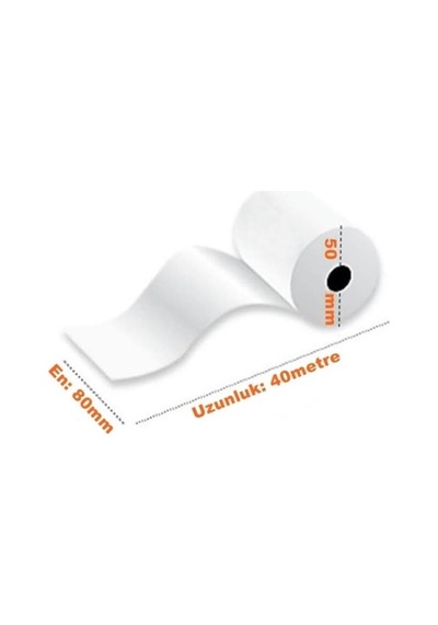 Termal Pos Yazar Kasa Rulosu - Pos Kağıdı - Beyaz - 80 Mm X 40 Metre - 10 Adetlik 5 Paket